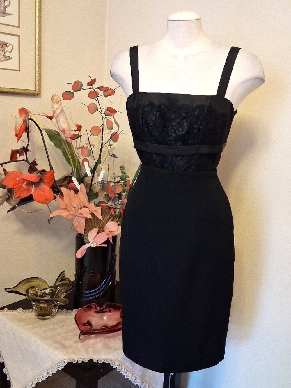 Vintage J. Michaels Premium Quality Black Pure Virgin Wool Lined Midi Skirt 6